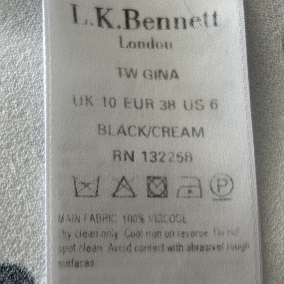 LK Bennet Black Cream Polka Dot Top Sz 6 - Picture 4 of 6